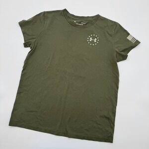 Under Armour Mens M Freedom Flag T-Shirt Olive Green Short Sleeve Graphic Tee